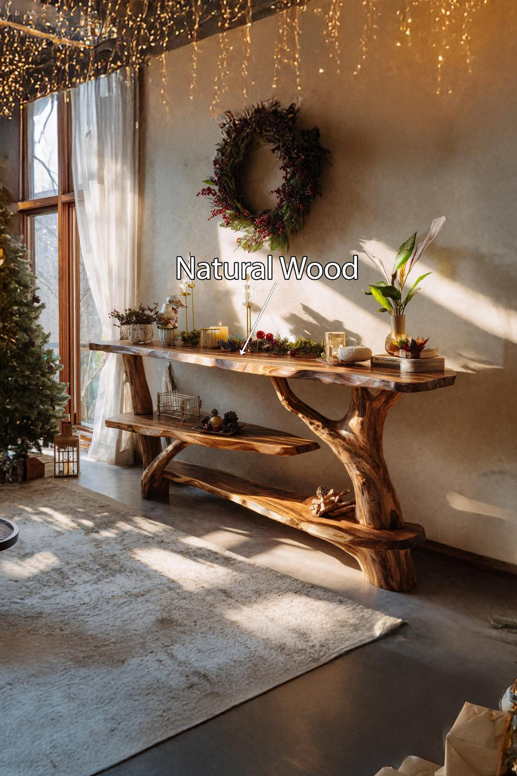 Farmhouse Wooden Console Table, Rustic Solid Wood Entryway Foyer Table, Behind Sofa Table for Living Room