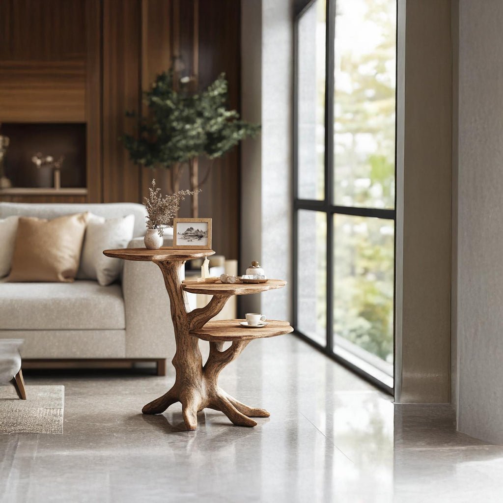 Handcrafted Solid Wood End Table Modern Living