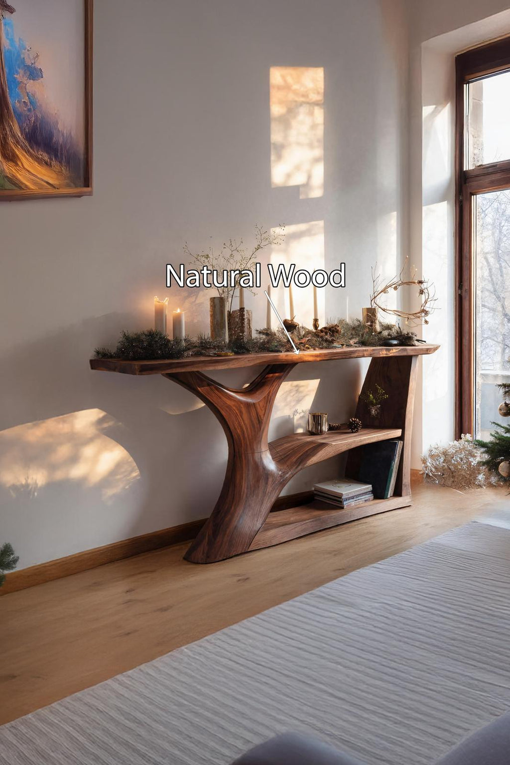 Modern Wooden Console Table, Solid Hardwood Entryway Foyer Table, Contemporary Behind Sofa Accent Table