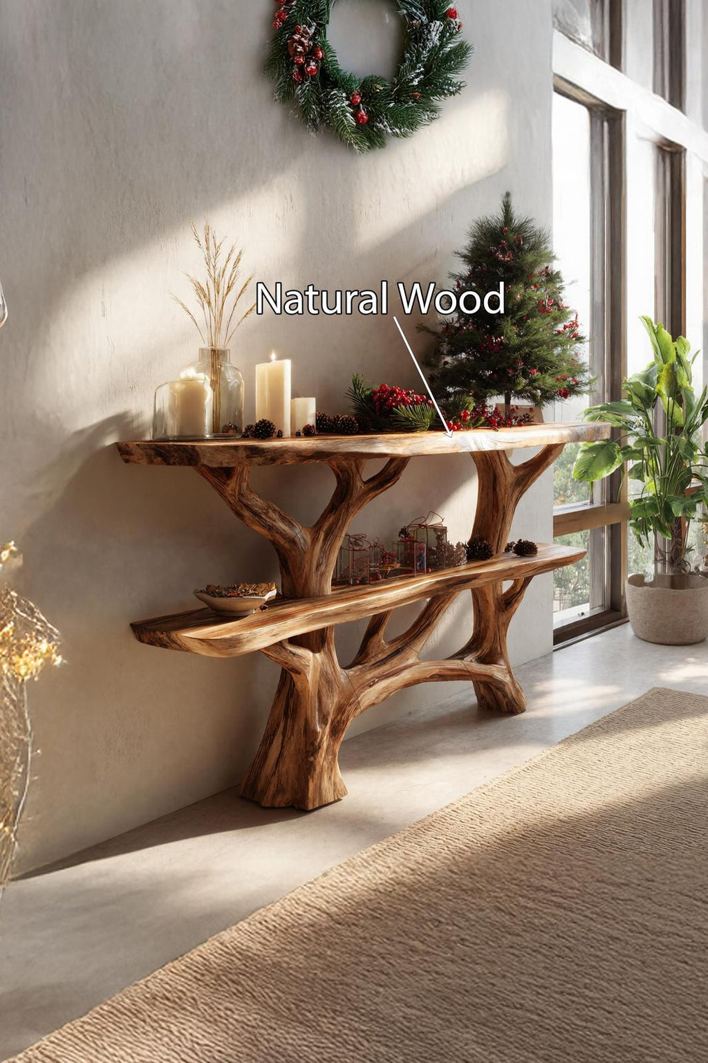 Modern Farmhouse Solid Wood Console Table, Contemporary Entryway Foyer Table, Wooden Behind Sofa Table