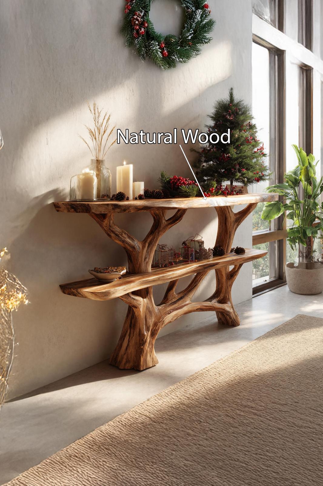 Modern Farmhouse Solid Wood Console Table, Contemporary Entryway Foyer Table, Wooden Behind Sofa Table