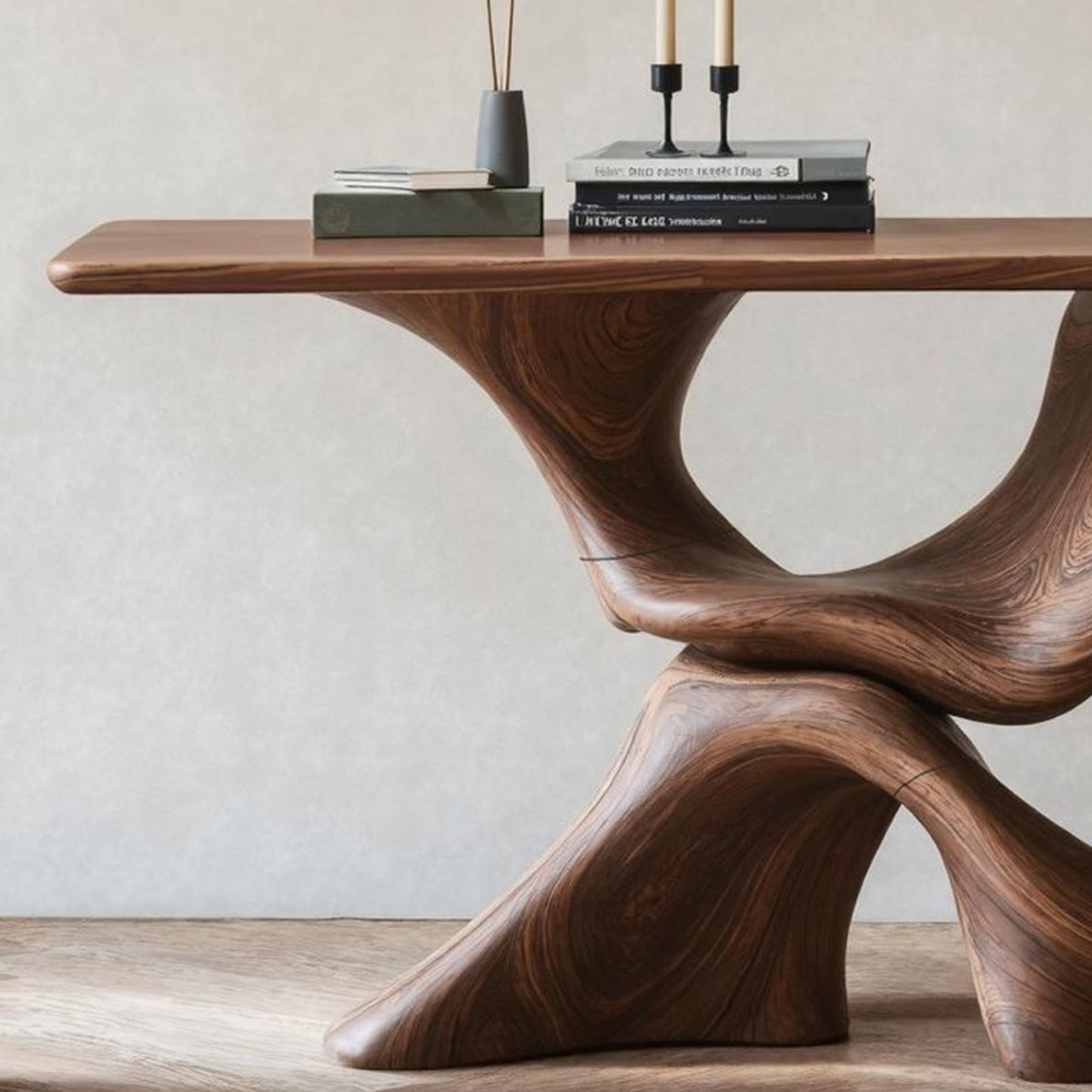 Mid Century Live Edge Console Table For Living Room