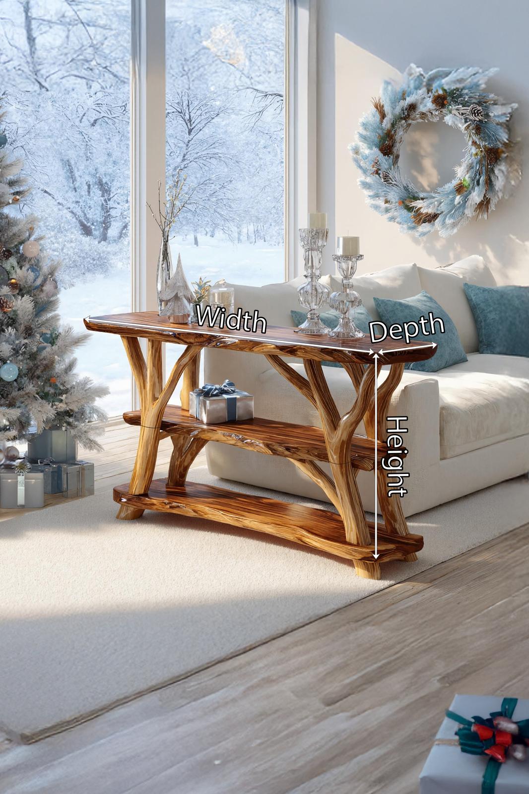 Handcrafted Solid Wood Console Table, Rustic Bedroom Vanity Table, Entryway & Behind Sofa Display Table