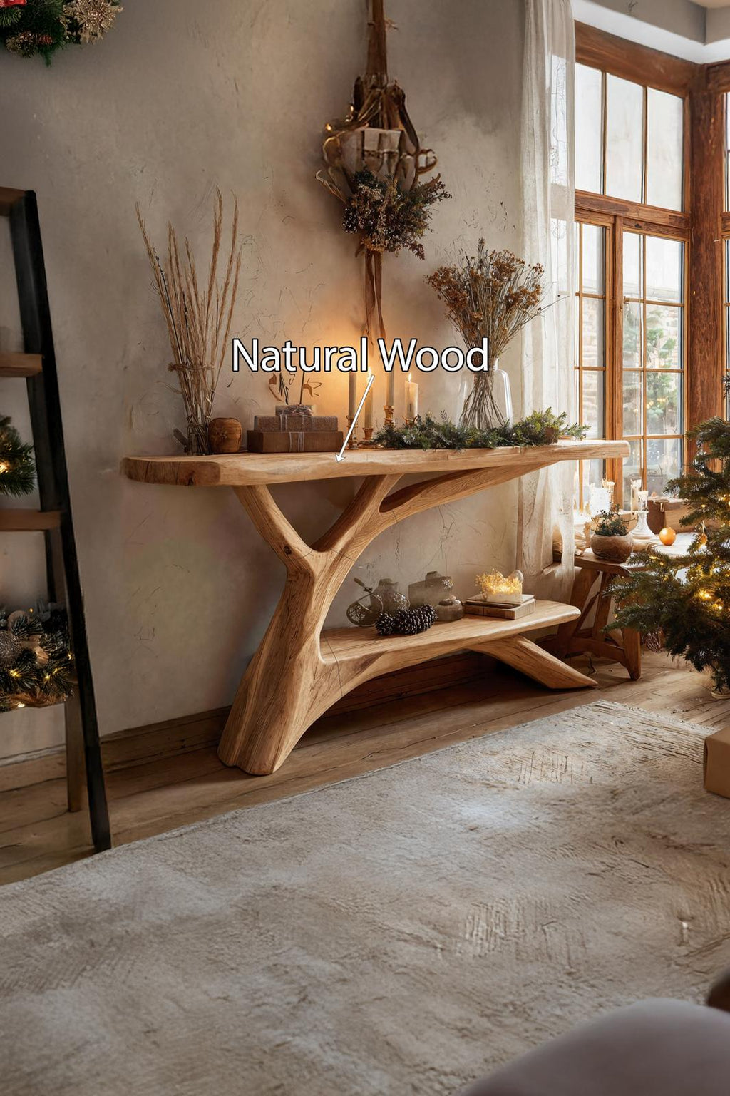 Mid-Century Wooden Console Table, Solid Wood Entryway Foyer Table, Retro Sofa Side display Table