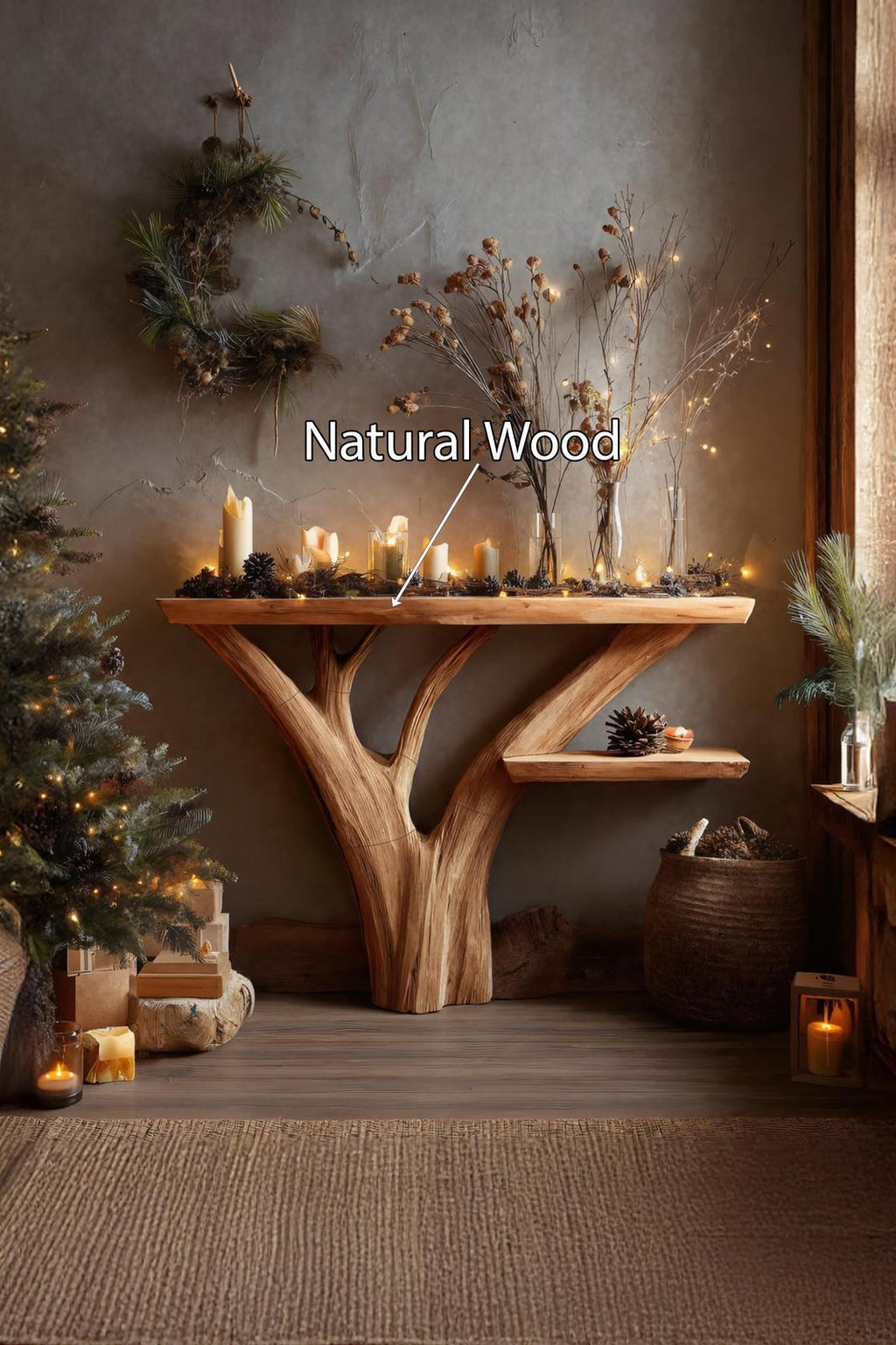 Modern Solid Wood Console Table, Minimalist Entryway Foyer Table, Contemporary Behind Sofa Wood Accent Table