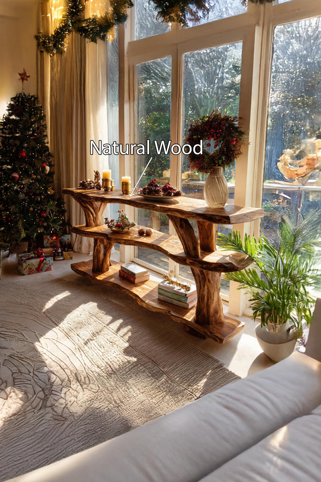 Rustic Live Edge Wooden Console Table, Reclaimed Wood Slab Entryway Table, Foyer Behind Sofa Table