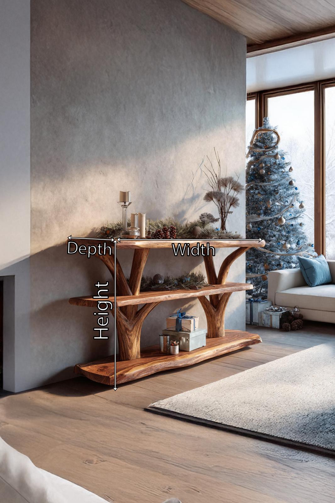 Handcrafted Solid Wood Console Table, Rustic Entryway Table, Modern Timber Behind Sofa Table for Bedroom Decor