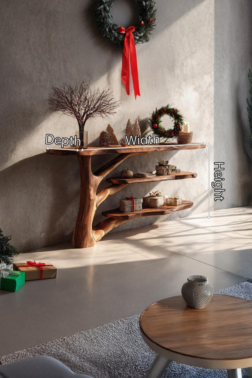 Farmhouse Live Edge Wooden Console Table, Rustic Solid Wood Slab Entryway Table, Behind Sofa Table for Living Room