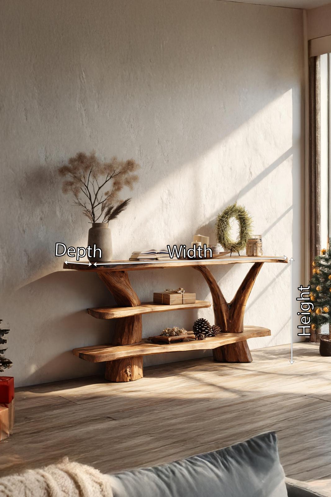 Handcrafted Solid Wood Console Table, Rustic Entryway Table, Behind Sofa Accent Table for Living Room & Bedroom