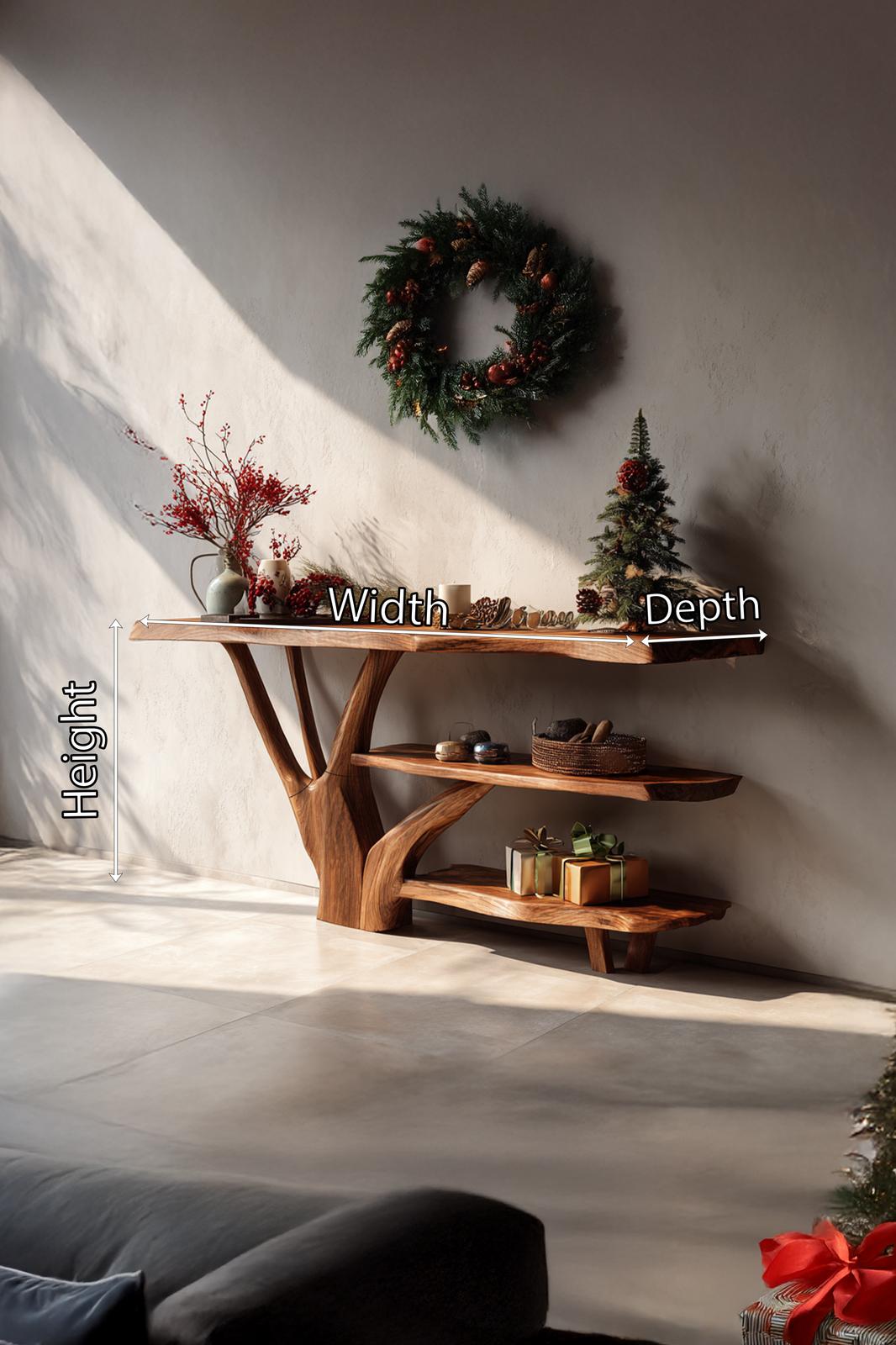Mid-Century Solid Wood Console Table, Modern Minimalist Entryway Table, Behind Sofa Wood Display Table