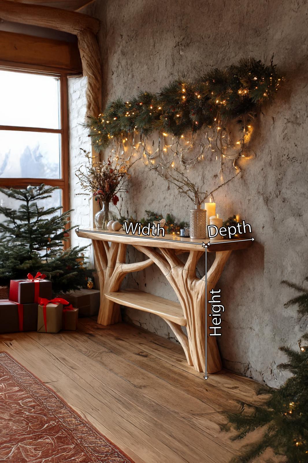 Farmhouse Solid Wood Console Table, Rustic Entryway Foyer Table, Behind Sofa Wood Display Table for Living Room
