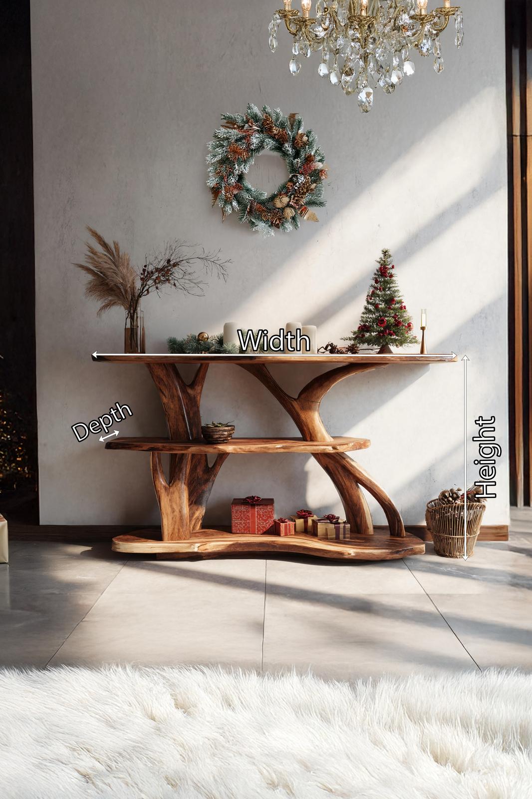 Mid-Century Solid Wood Console Table, Retro Entryway Foyer Table, Sleek Wood Sofa Accent Table for Living Room