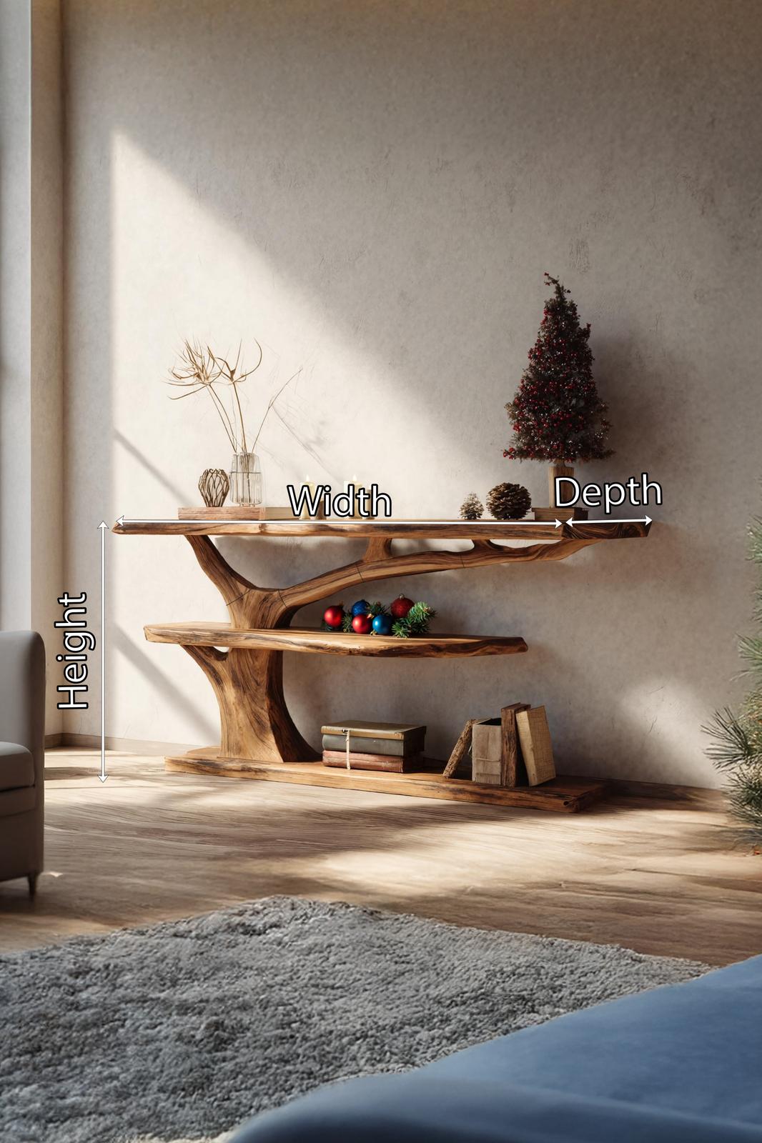 Handcrafted Live Edge Entryway Table, Solid Wood Slab Console Table, Rustic Behind Sofa Table for Hallway
