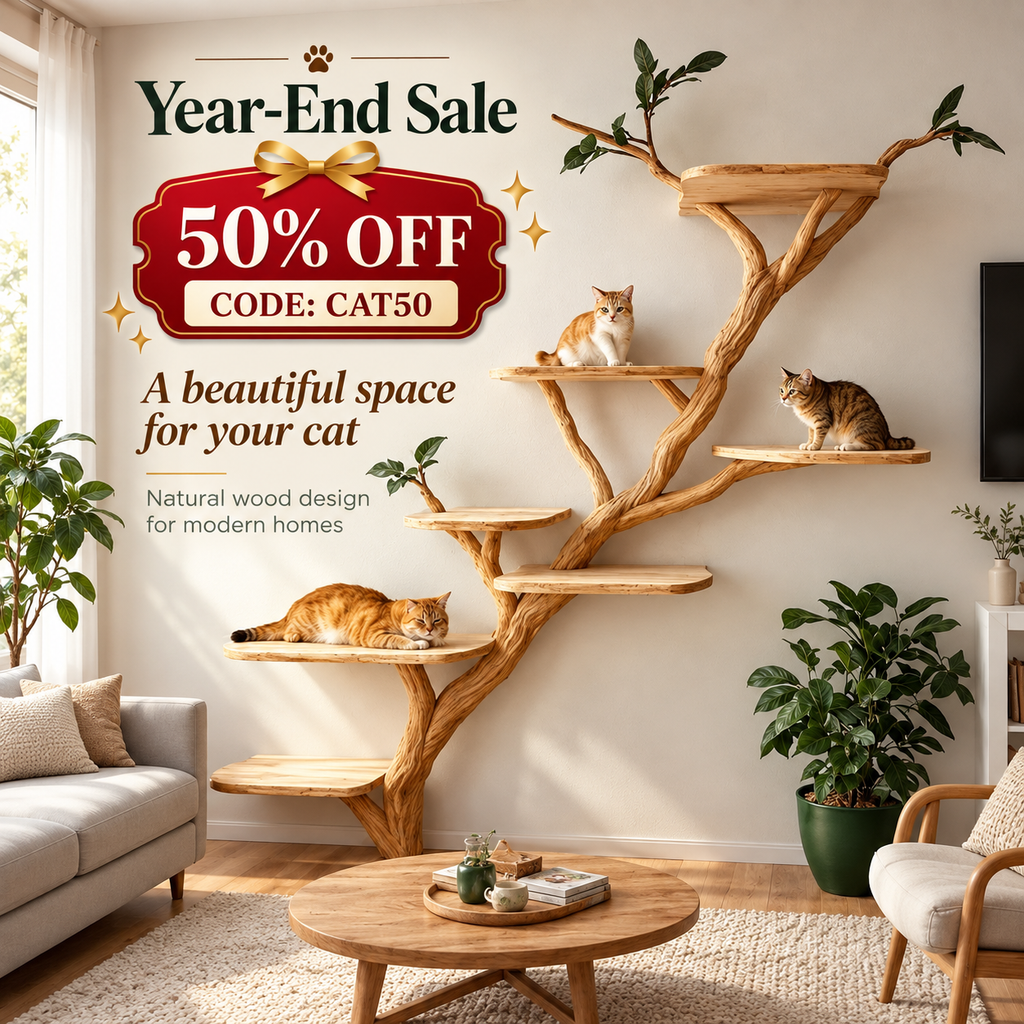 Wood Cat Tree Cat Tower House Stylish Gift For Cat SINLTT009