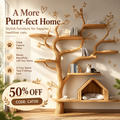 Pet House Cat Tree Natural Wood Cat Furniture Gift Cat Love SINLTT011