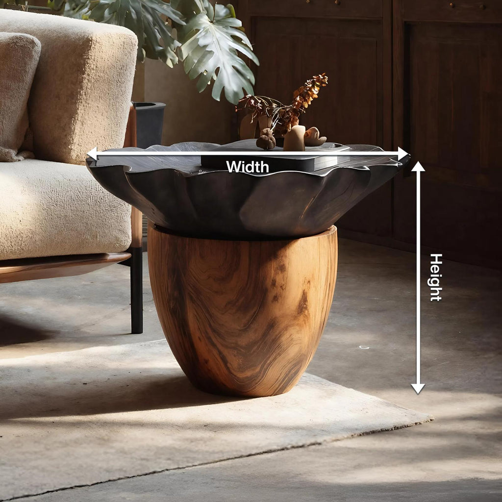 Mid Century Wooden Side Table, Solid Wood End Table & Accent Pedestal for Modern Lounge, Living Room Decor