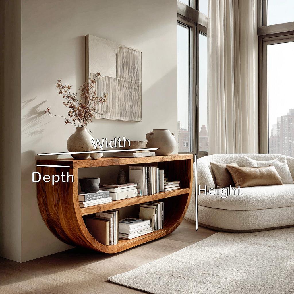 Organic Wooden Console Table With Storage For Living Room