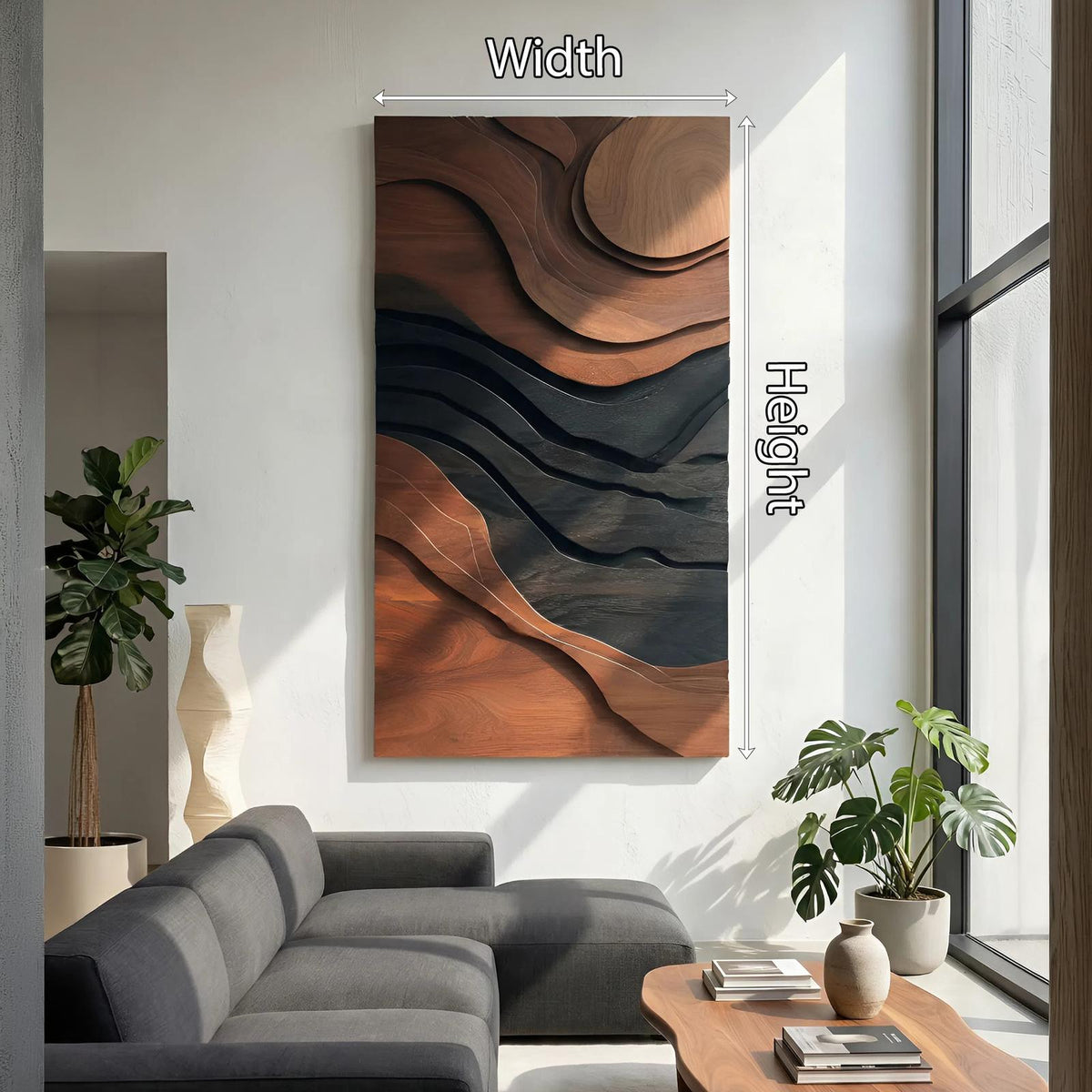 Spry Interior Modern Abstract 3D Wooden Wall Art, Handcrafted Geometric Wood Panel Sculpture for Bedroom and Living Room Decor, SILDTTNWA064