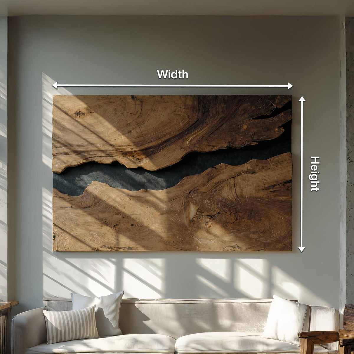 Spry Interior Modern Rectangular Wooden Wall Art, Handcrafted Geometric Solid Wood Wall Panel Decor for Living Room, SILDTTRWA036