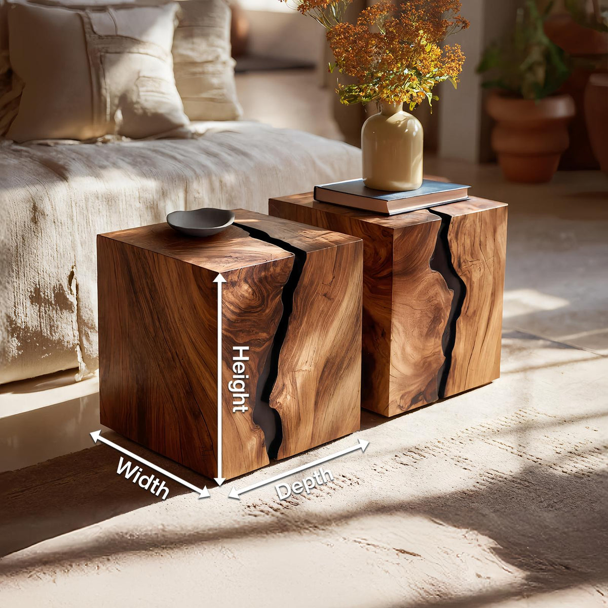 Spry Interior Handcrafted Solid Wood Low Coffee Table, Rustic Wooden Center Table for Modern Living Room and Cozy Home Decor, SILDTTNCF058