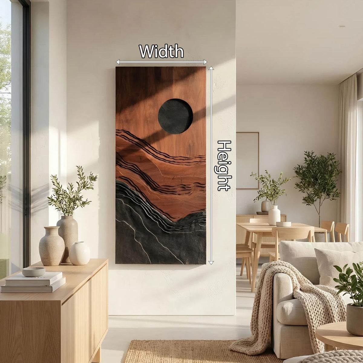 Spry Interior Contemporary Abstract 3D Wooden Wall Art, Handcrafted Modern Wood Sculpture Panel for Living Room and Dining Decor, SILDTTNWA046