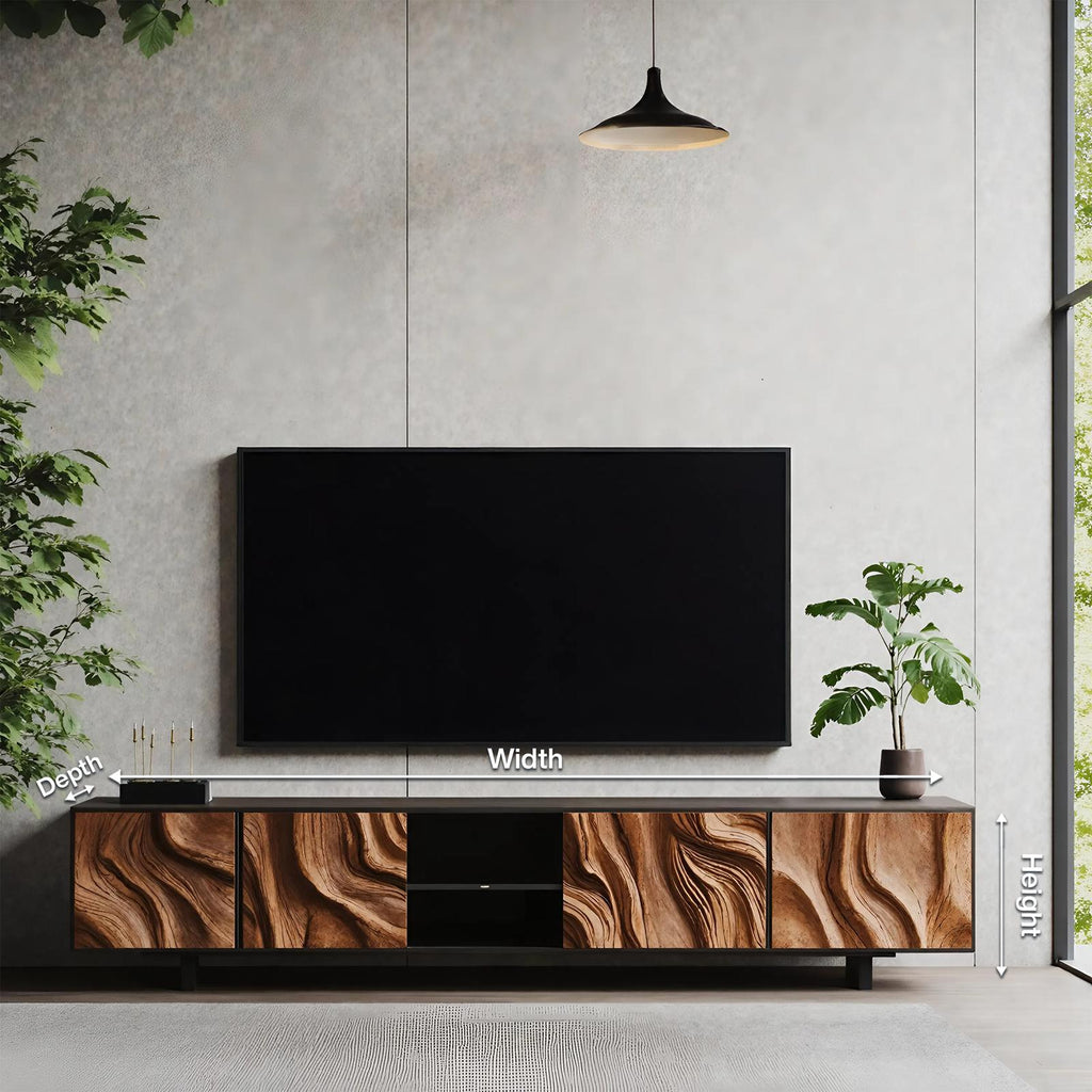 Farmhouse TV Console Table, Rustic Reclaimed Wood Media Center Cabinet with Shelving for Cozy Living Room Decor