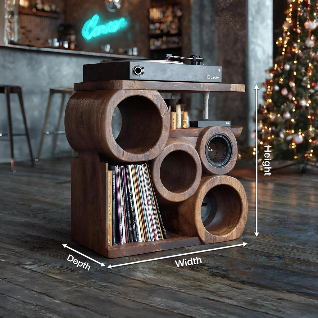 Farmhouse Solid Wood Record Stand, Handcrafted Vinyl Storage Organizer Rack, Music Lover Christmas Gift for Cozy Living Room