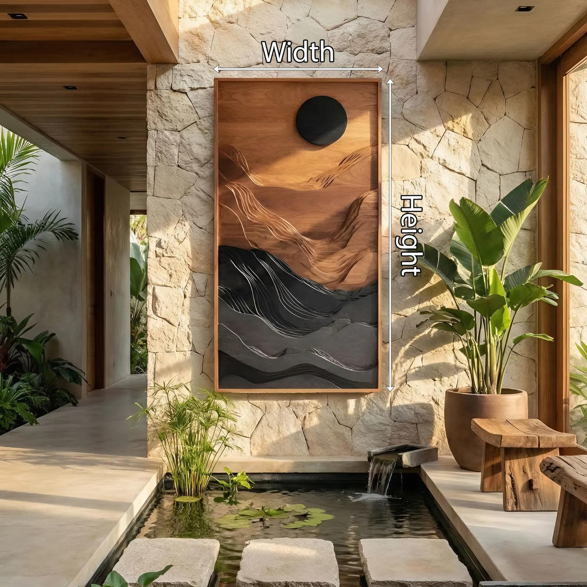 Spry Interior Mid Century Abstract Wooden Wall Sculpture, Handcrafted 3D Geometric Wood Art Panel for Living Room and Office Decor, SILDTTNWA049