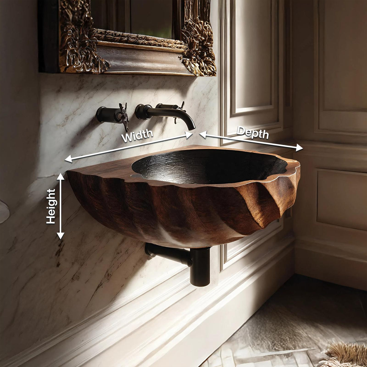 Modern Live Edge Wooden Vessel Sink, Minimalist Solid Wood Wash Basin for Bathroom Vanity Decor