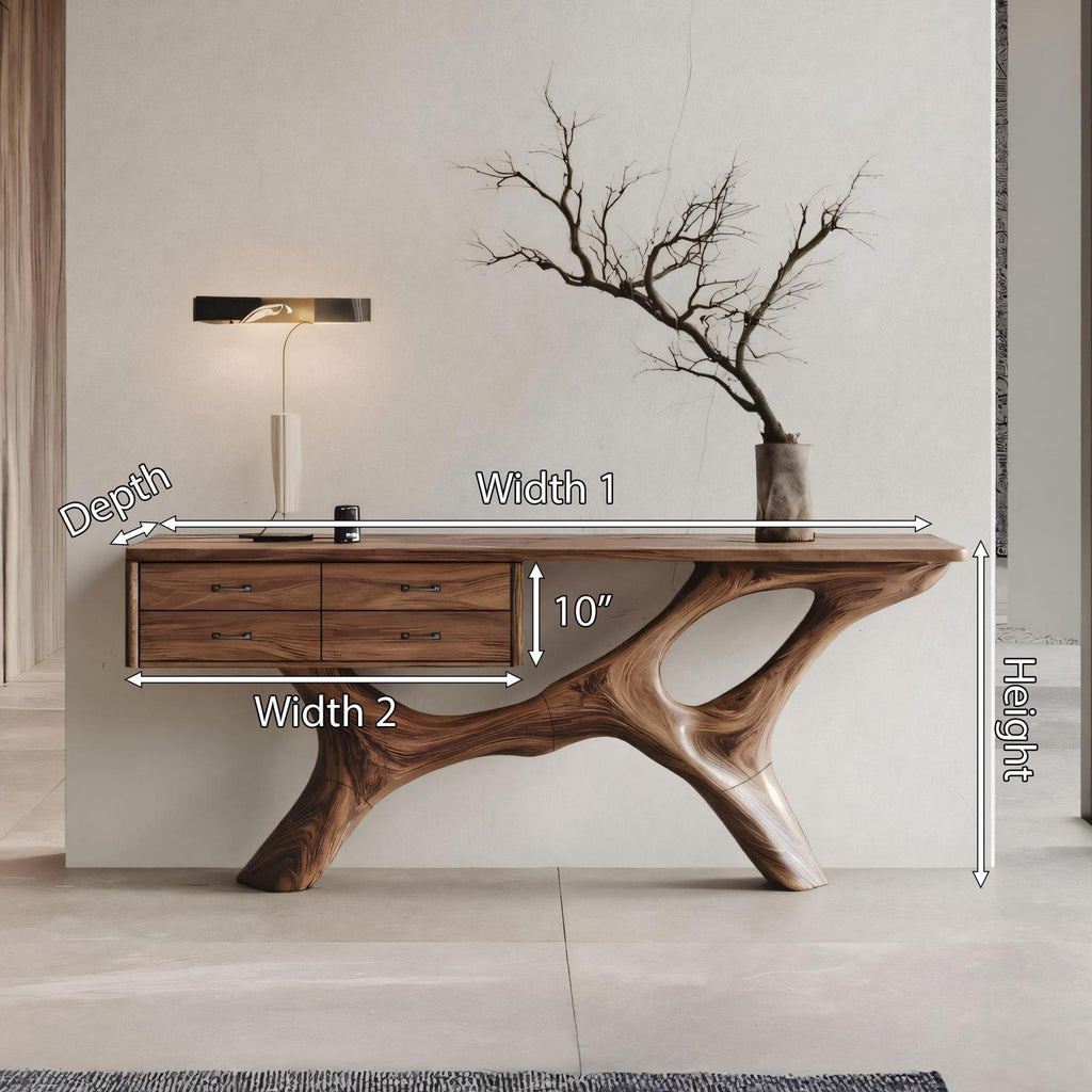 Spry Interior Rustic Live Edge Entryway Console Table, Handcrafted Solid Wood Foyer Accent Table & Bedroom Dressing Vanity, SILDTTNCS021
