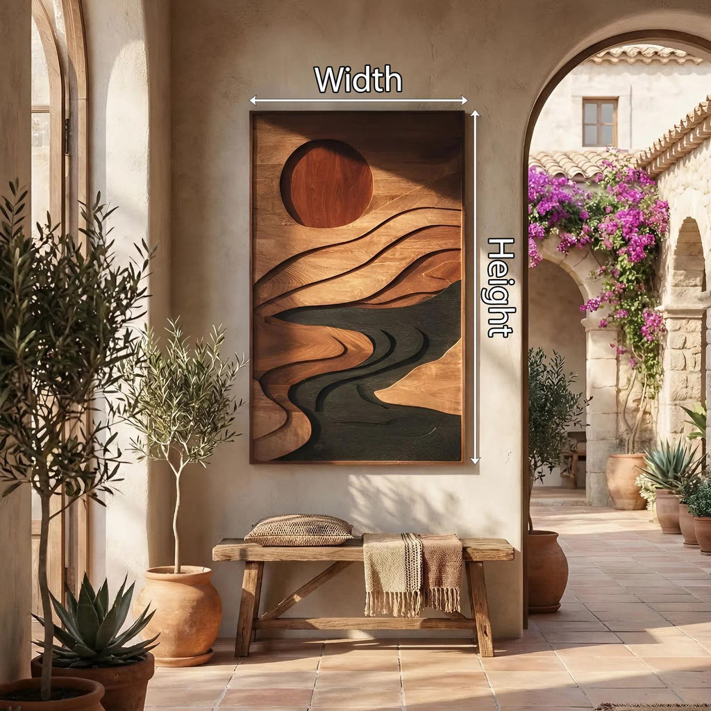 Spry Interior Mid Century Flowing Wood Wall Decor, Handcrafted Abstract 3D Wooden Sculpture Panel for Entryway and Living Room Accent, SILDTTNWA045