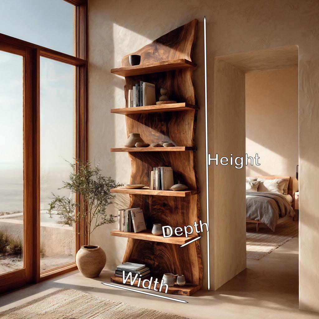 Modern Wooden Standing Shelf, Contemporary Tiered Bookcase, Sleek Storage Organizer Display Rack for Home Decor