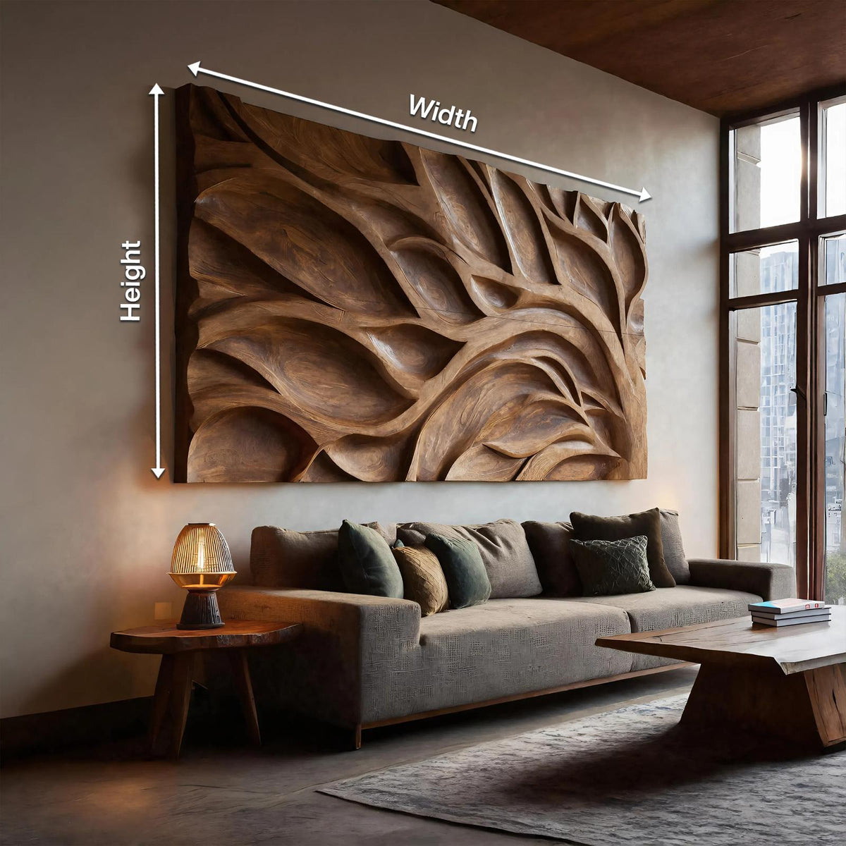 Tree Branch Wall Art Decor, Handcrafted Contemporary Wooden Organic Sculpture Panel for Modern Living Room Office