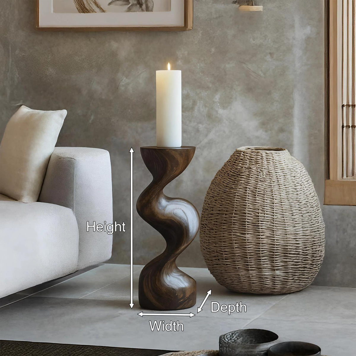 Mid Century Candle Holder, Handcrafted Solid Wood Modern Taper Candelabra Table Centerpiece for Living Room Dining Decor, SILDTTNCDH