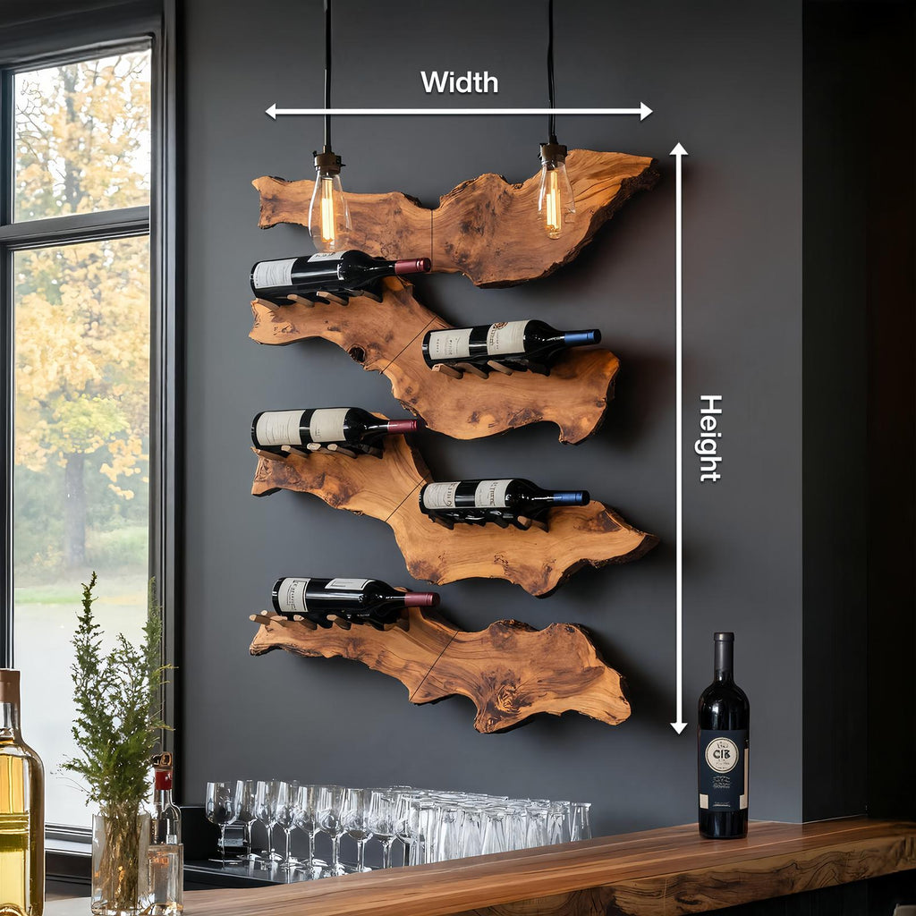 Farmhouse Wooden Wine Holder, Rustic Solid Wood Bottle Storage Display Rack for Entryway Decor
