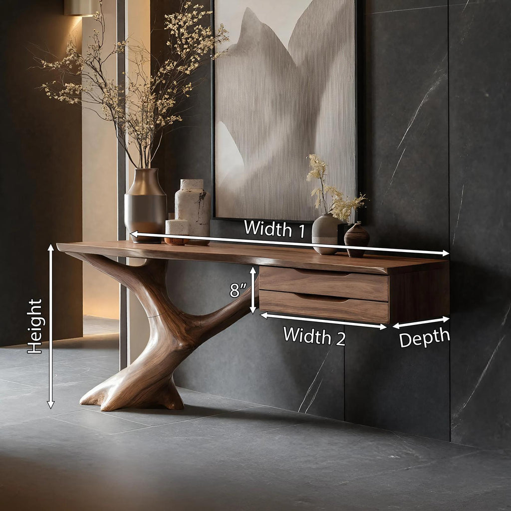 Handcrafted Wooden Console Table, Rustic Solid Wood Entryway Sofa Table, Modern Foyer Hallway Accent Furniture with Slim Base