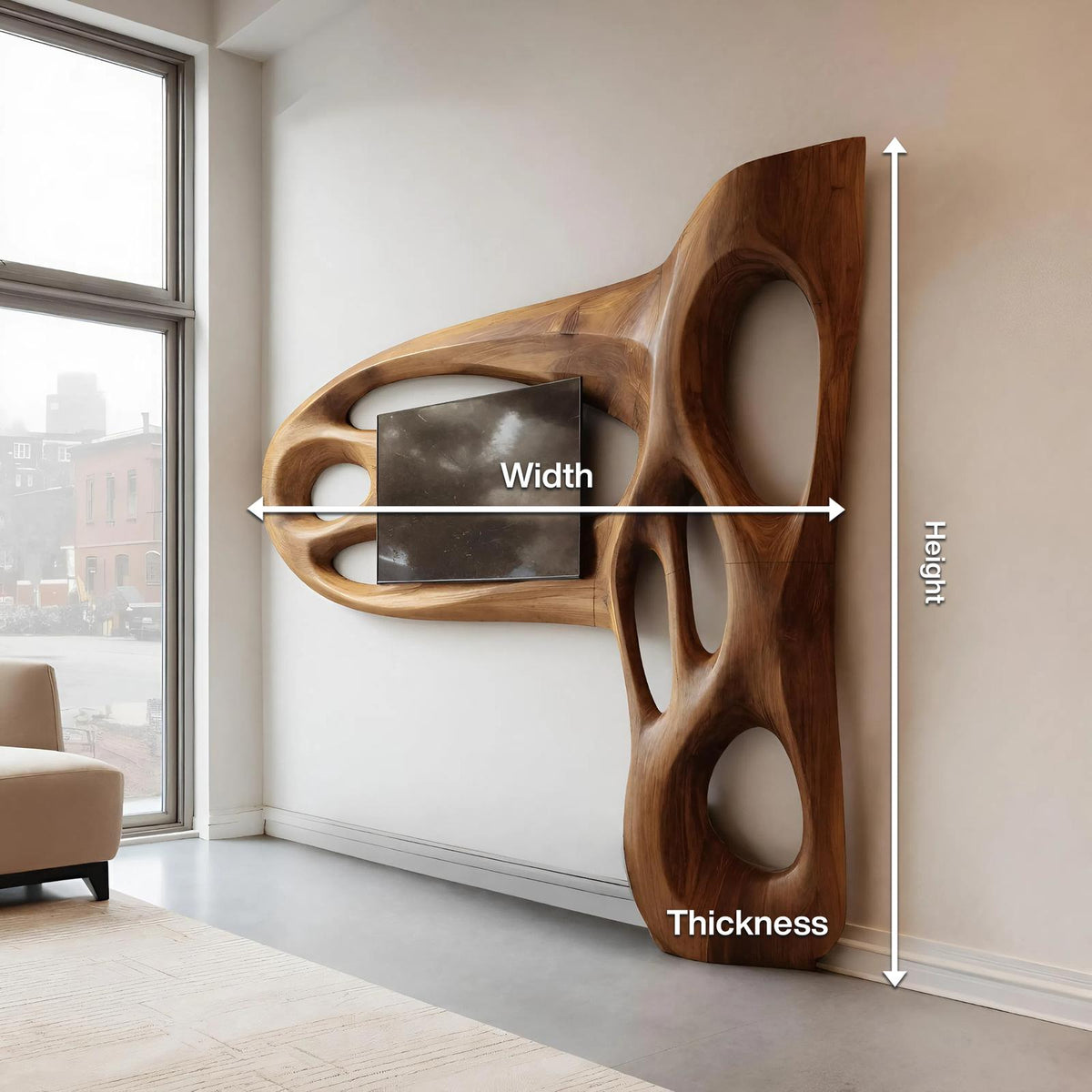 Contemporary Sculptural TV Frame For Living Room Decor
