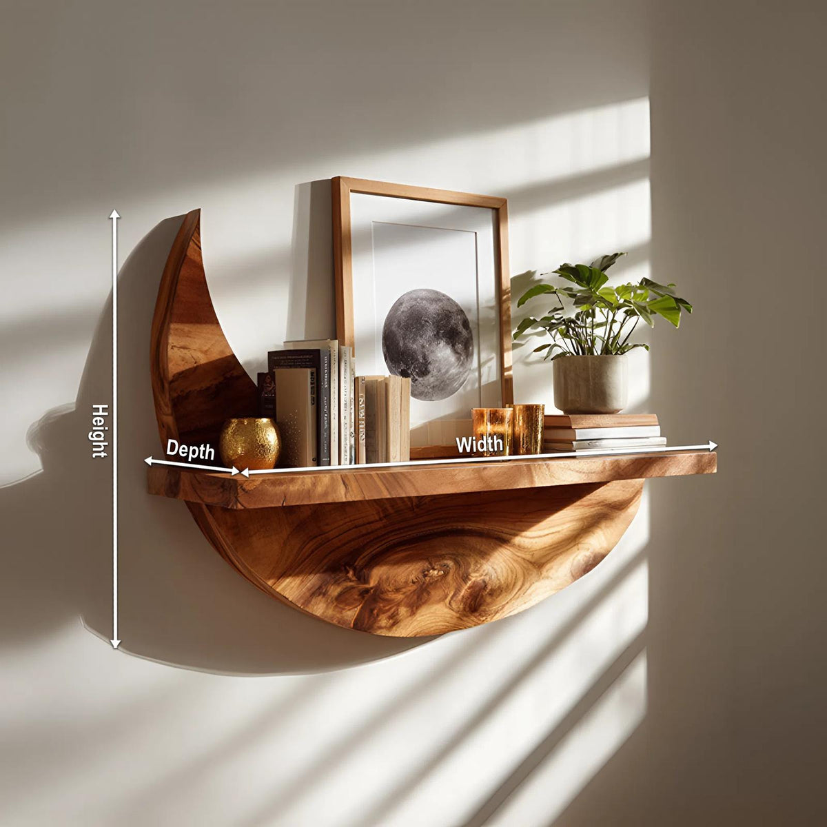 Handcrafted Rustic Wooden Wall Mount Shelf, Live Edge Floating Display Rack for Entryway Storage & Home Decor