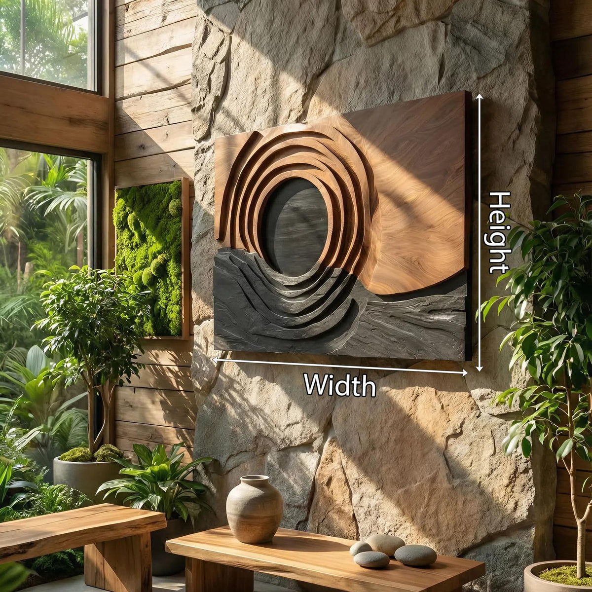 Spry Interior Contemporary Organic Wooden Wall Sculpture, 3D Abstract Flowing Wood Art Panel for Dining Room and Living Area Accent, SILDTTNWA058