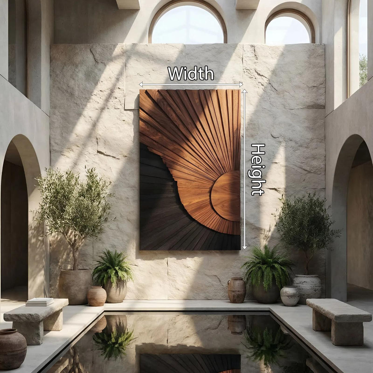Spry Interior Minimalist Abstract Wooden Wall Art Panel, Handcrafted 3D Geometric Wood Sculpture for Bedroom and Living Room Decor, SILDTTNWA051