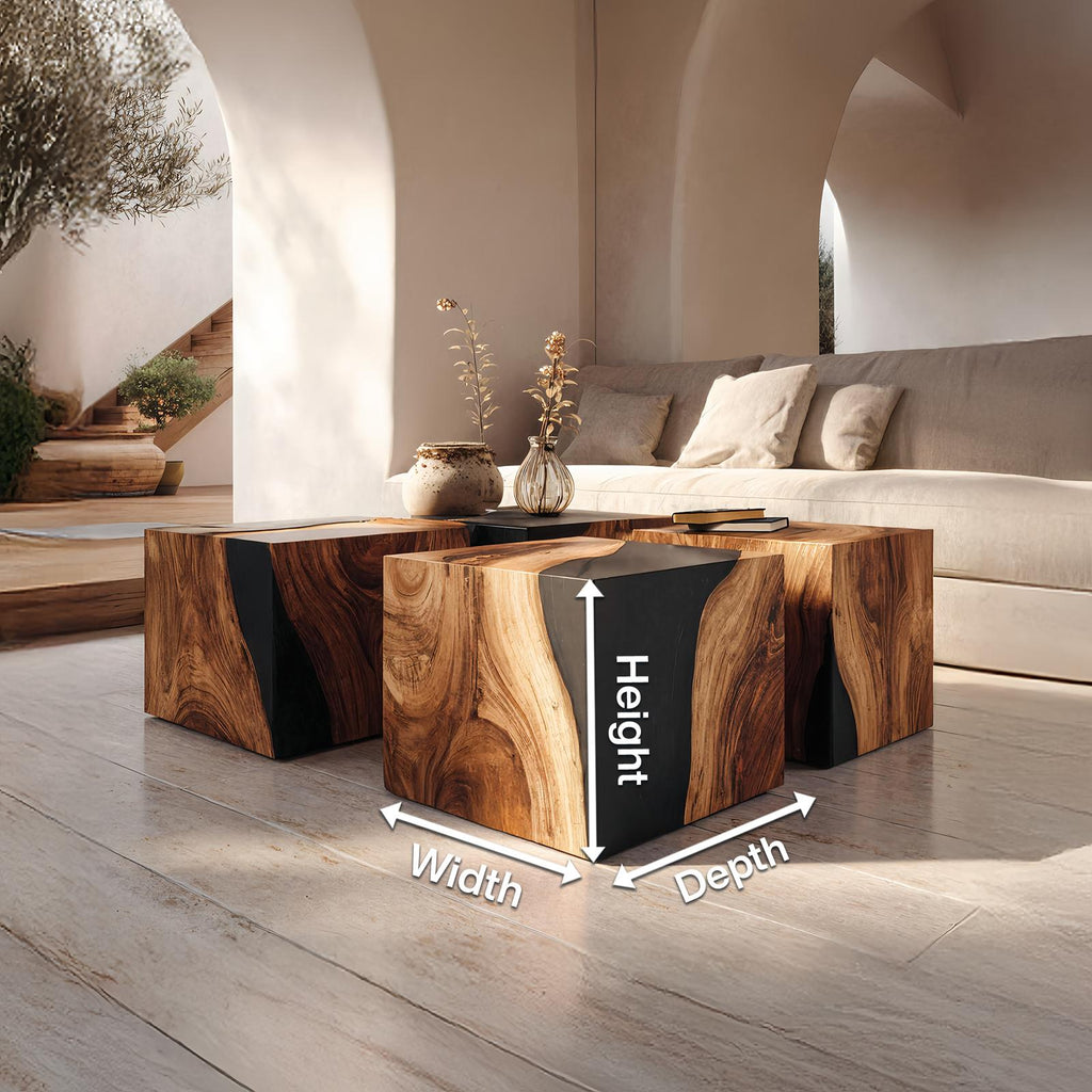 Spry Interior Handcrafted Low Wooden Coffee Table, Solid Wood Modern Center Table for Contemporary Living Room and Office Decor, SILDTTNCF050