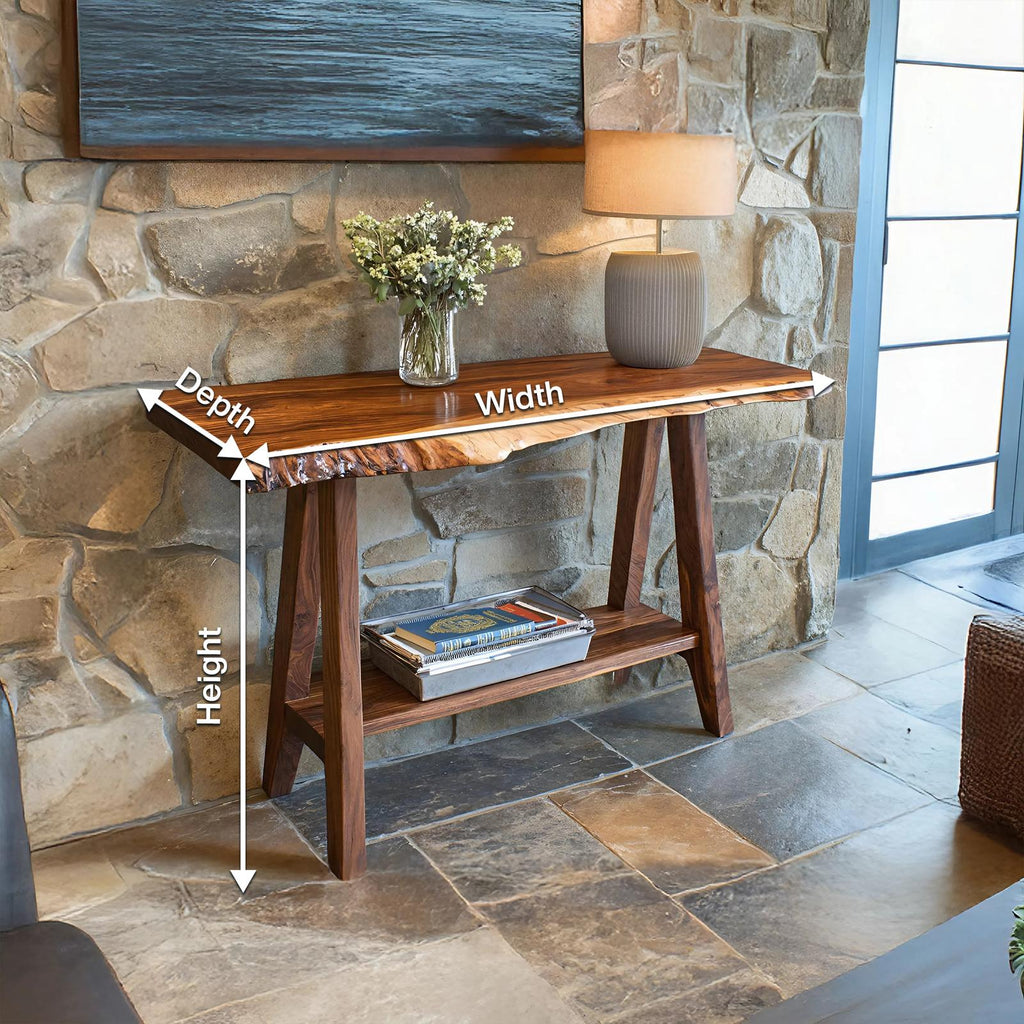 Teezano Mid Century Solid Wood Console Table, Handcrafted Wooden Entryway Foyer Table for Living Room Decor, SILDTTRCS044