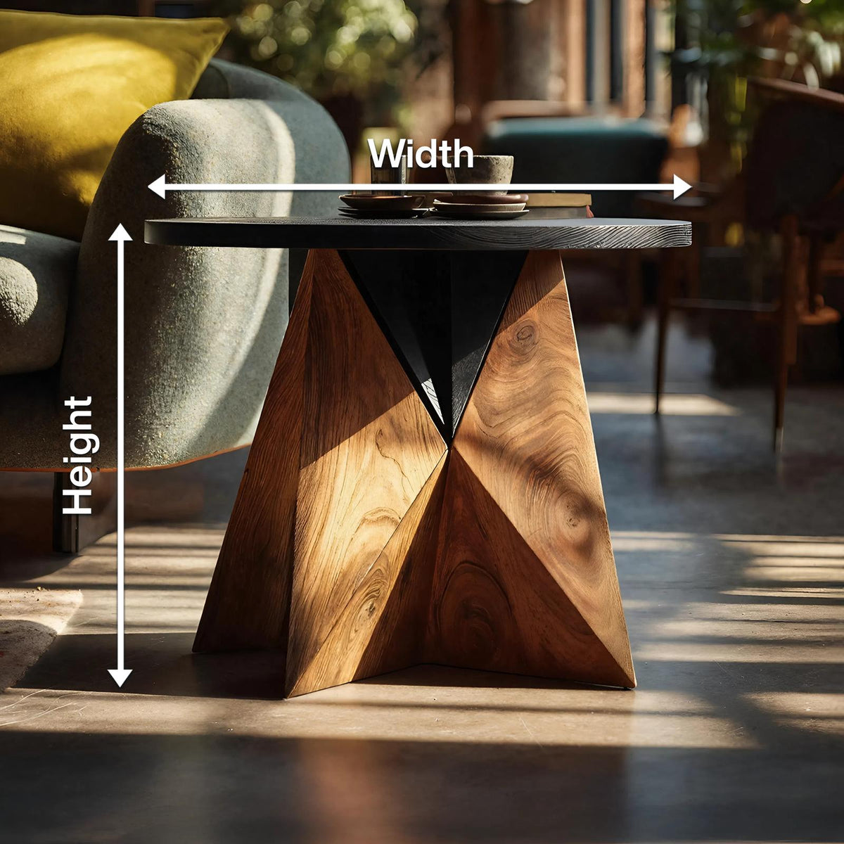 Modern Wooden Side Table, Solid Natural Wood Nightstand End Table with Storage Cabinet for Bedroom & Living Room Accent Decor