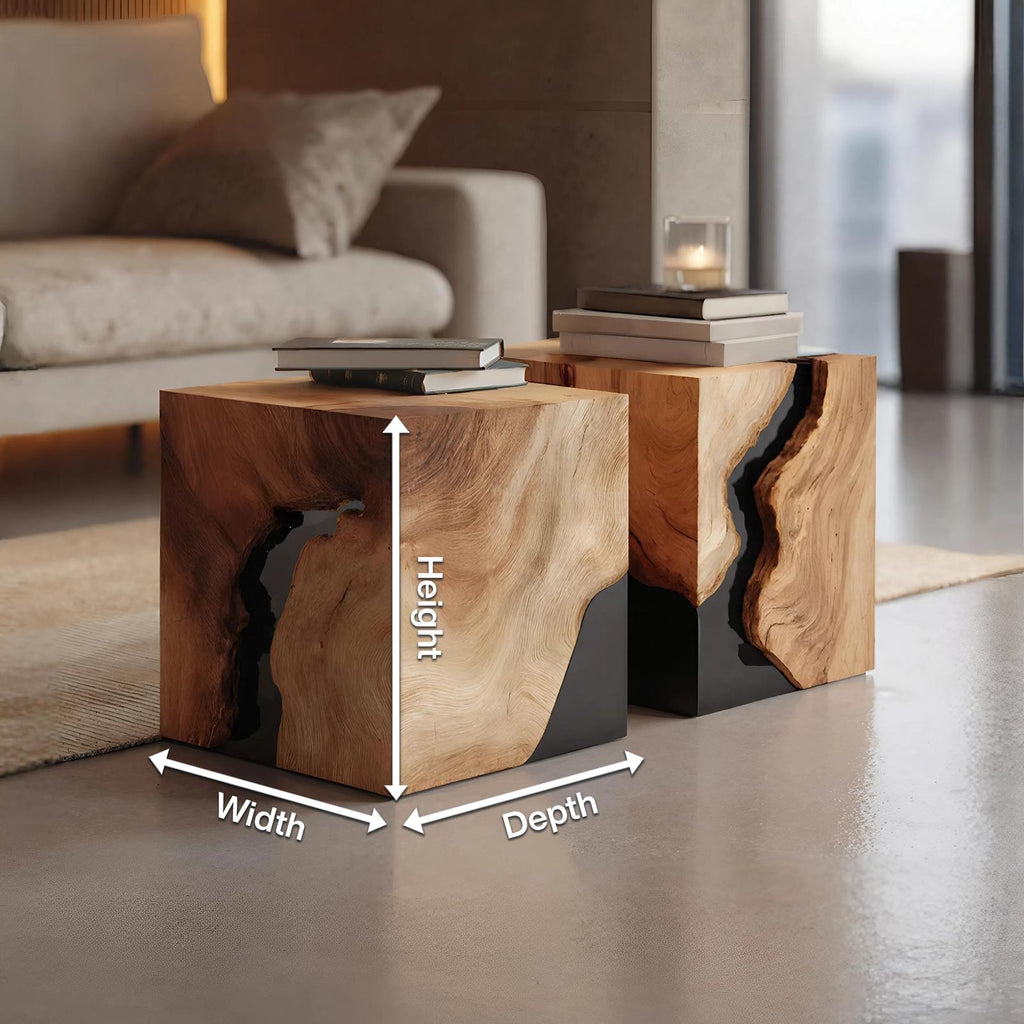 Spry Interior Modern Solid Wood Square Coffee Table, Handcrafted Wooden Center Table for Minimalist Living Room Home Decor, SILDTTNCF035