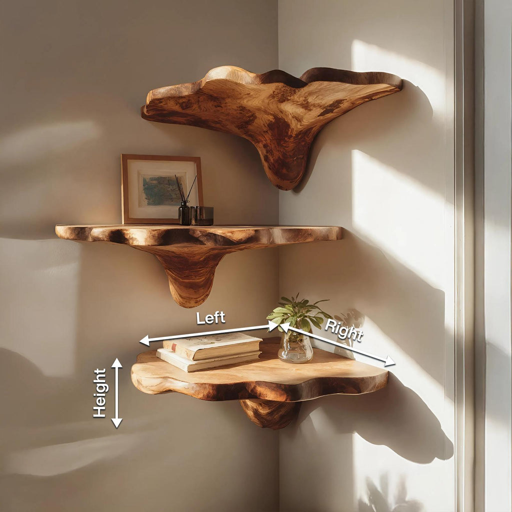 Handcrafted Wooden Live Edge Mushroom Shelf For Entryway Design