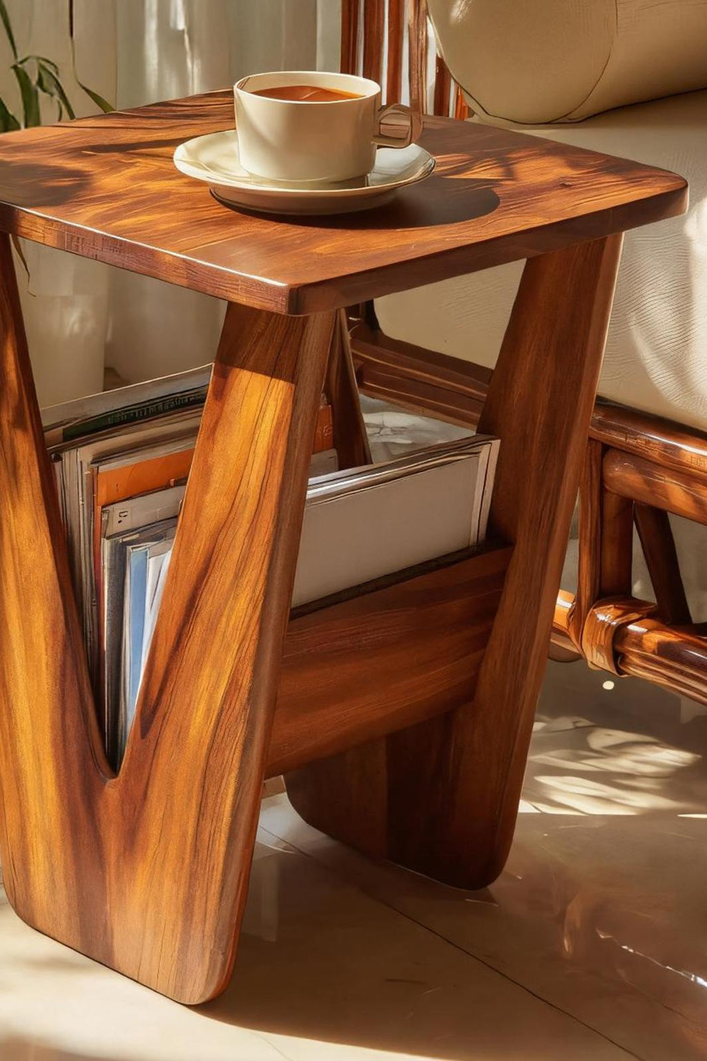 Handcrafted Solid Wood Side Table, Rustic End Table Nightstand for Living Room Bed Side & Entryway Storage Decor