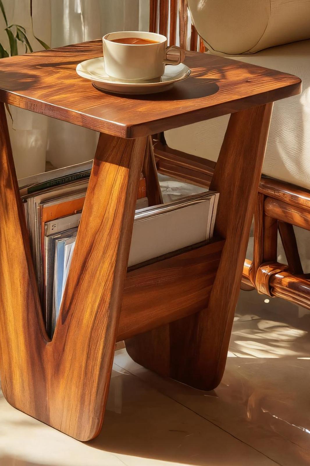 Handcrafted Solid Wood Side Table, Rustic End Table Nightstand for Living Room Bed Side & Entryway Storage Decor
