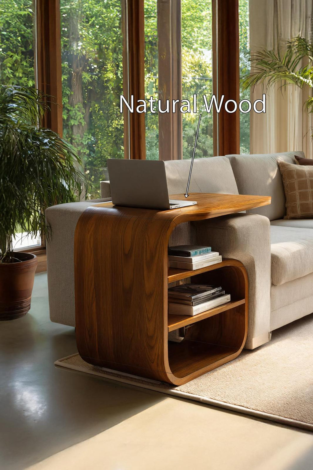 Handcrafted Wooden Side Table, Solid Wood End Nightstand Table with Pedestal Base for Modern Living Room Entryway & Bedroom Decor