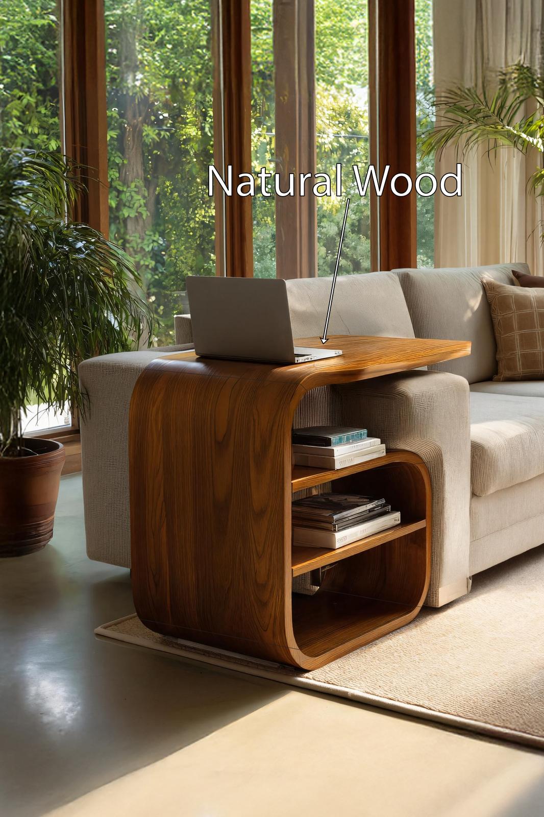 Handcrafted Wooden Side Table, Solid Wood End Nightstand Table with Pedestal Base for Modern Living Room Entryway & Bedroom Decor