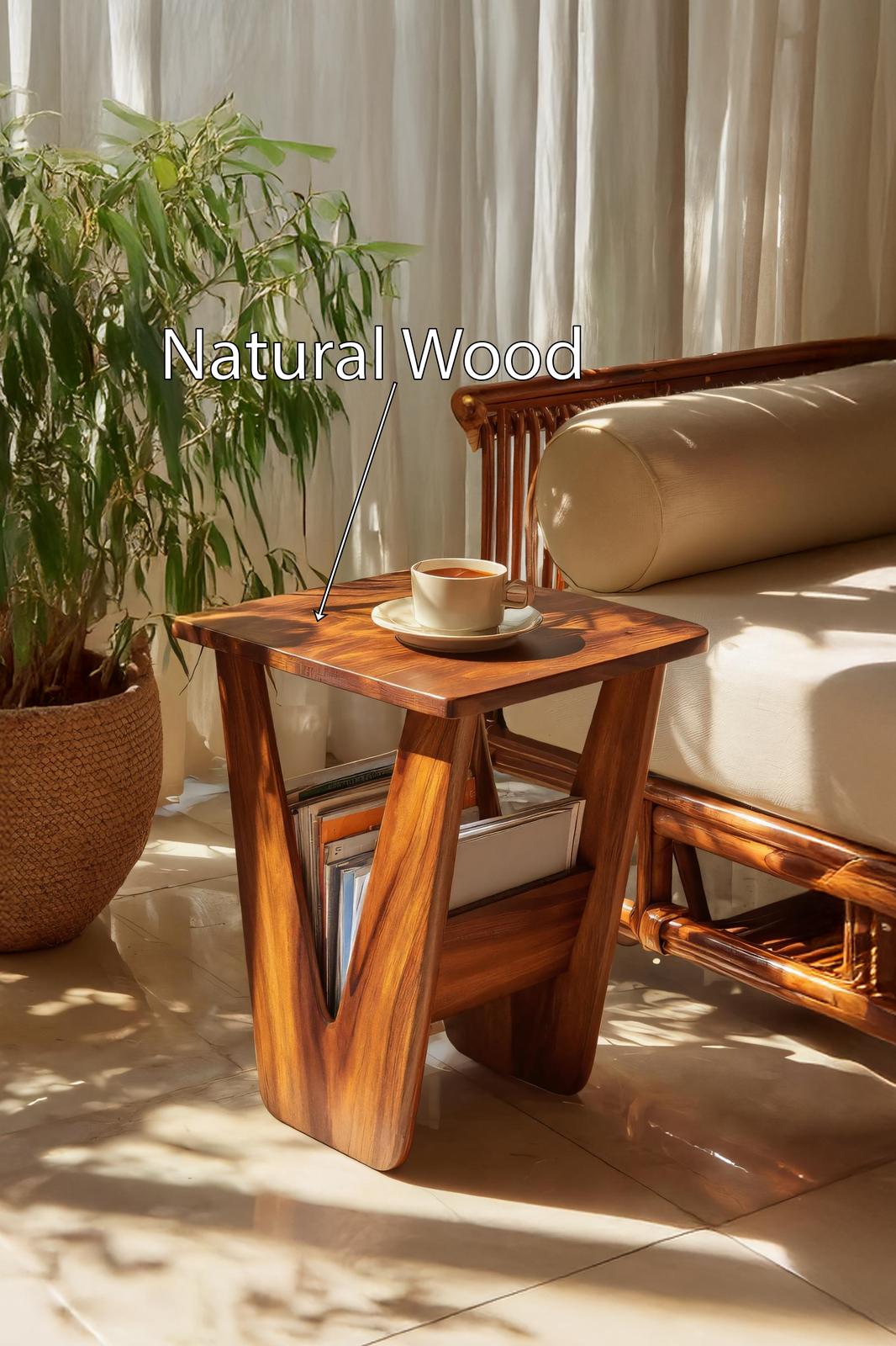 Handcrafted Solid Wood Side Table, Rustic End Table Nightstand for Living Room Bed Side & Entryway Storage Decor